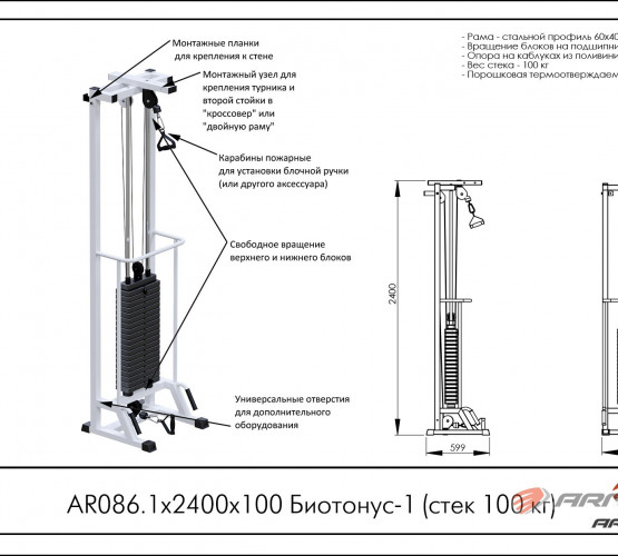 Биотонус-1 (стек 100 кг) AR086.1х2400х100 фото 2