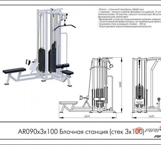 Блочная станция (стек 3 х 100 кг) AR090 х 3 х 100 фото 2