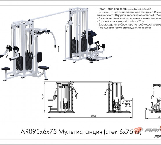 Мультистанция (стек 6х75 кг) AR095х6х75 фото 2